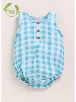 Cot & Candy - Blue Organic Cotton Knit Checks Bodysuit