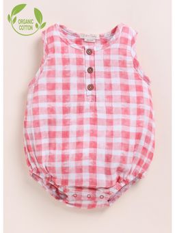 Cot & Candy - Pink Organic Cotton Knit Checks Bodysuit