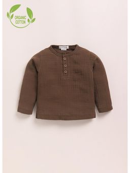 Cot & Candy - Cocoa Whisper Brown Organic Cotton Knitted Solid T-Shirt