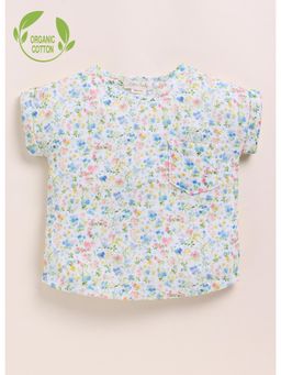 Cot & Candy - White Organic Cotton Knit Spring Floral Printed Top