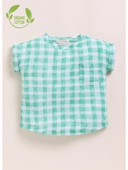 Cot & Candy - Sage Green Organic Cotton Knit Checks Top