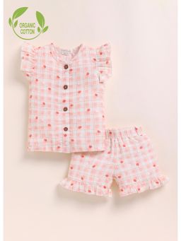 Cot & Candy - Organic Cotton Knit Strawberry Printed Top and Shorts