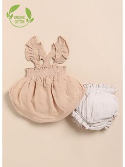 Cot & Candy - Brown Organic Cotton Solid Top with Shorts