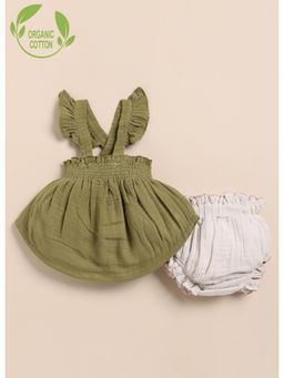 Cot & Candy - Olive Organic Cotton Solid Top with Shorts
