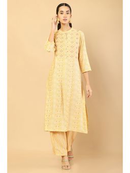 Soch - Women Yellow Printed Kurta Suit (Set of 2)