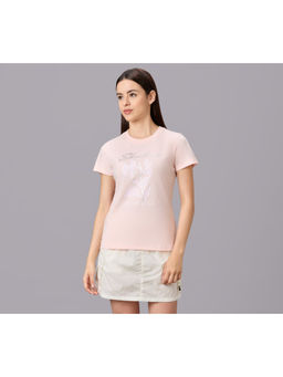 SKECHERS - Women Floral Foil Print Pink T-Shirt