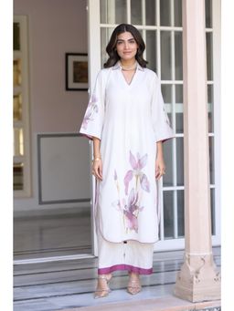 Mahee Jaipur - Off White Floral Print Kurta with Palazzo