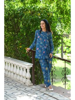 Mahee Jaipur - Fiesty Blue Coordinated Muslin Co-Ord Set