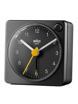 BRAUN - Classic travel Analogue Alarm Clock with Snooze and Light, in Black