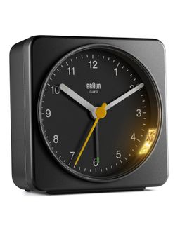BRAUN - Classic Analogue Alarm Clock with Snooze and Light in Black