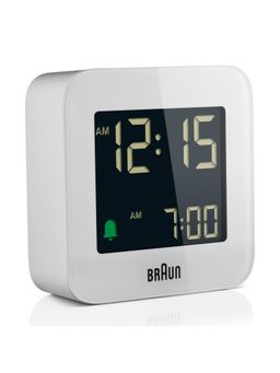 BRAUN - Digital Travel Alarm Clock with Snooze in White