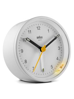 BRAUN - Classic Analogue Alarm Clock with Snooze and Light Alarm in White