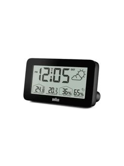BRAUN - Digital Weather Station Clock with Indoor and Outdoor Temperature Black