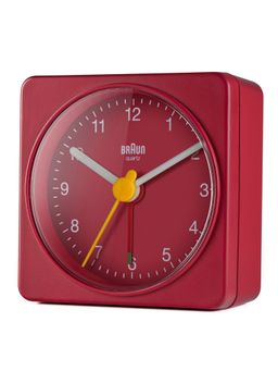 BRAUN - Classic Travel Analogue Alarm Clock, Crescendo Beep Alarm in Red