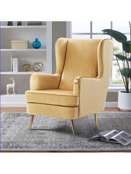 HomeTown - Charm Velvet Arm Chair in Dark Mustard