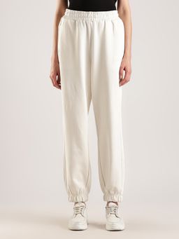 Calvin Klein - Beige Relaxed-Fit Solid Mid Rise Joggers