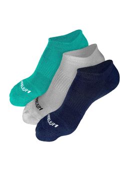 Heelium - Bamboo Zero Ankle Socks for Men - Odour Free - 3 Pairs - Light Grey - Teal - Navy Blue
