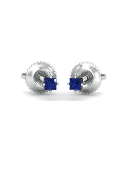 KuberBox - 2.5mm Square Sapphire Studs 14K Gold