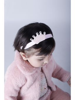 Choko - Kids Peach Baby In Pearl Crown Hairband-Handmade and Adjustable
