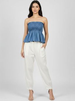 Oh Rare - Blue Denim Sleeveless Tube Solid Top