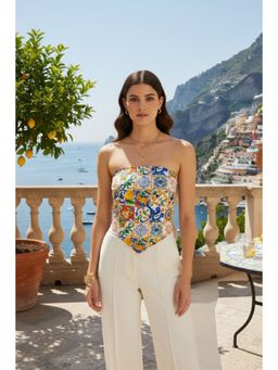 Oh Rare - Multi-Color Polyester Sleeveless Tube Printed Top