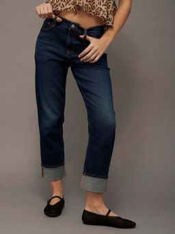 American Eagle - Navy Blue Cotton Blend Straight Leg Jeans