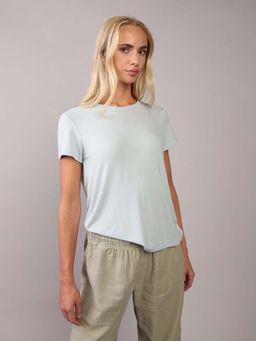 American Eagle - Blue Polyester Blend Half Sleeves Collar Neck Solid T-Shirt