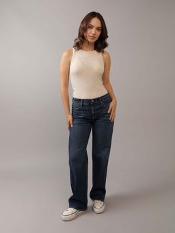 American Eagle - Blue Cotton Blend Straight Leg Jeans