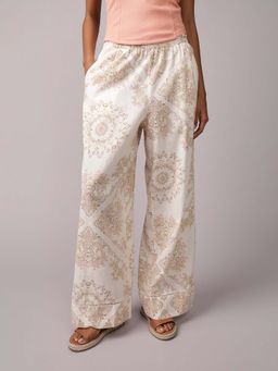 American Eagle - White Cotton Blend Wide Leg Trouser