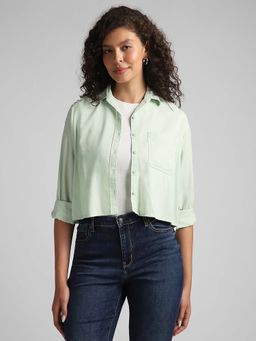 American Eagle - Women Green Solid Shirt