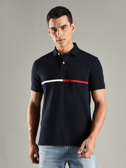 Tommy Hilfiger - Navy Blue Logo Relaxed Fit Cotton Polo T-Shirt