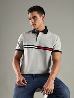Tommy Hilfiger - Grey Logo Relaxed Fit Cotton Polo T-Shirt
