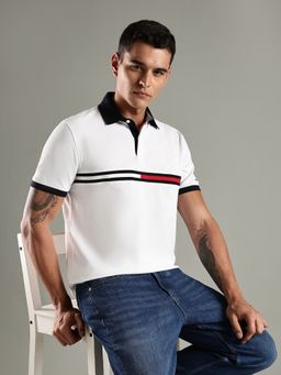 Tommy Hilfiger - White Logo Relaxed Fit Cotton Polo T-Shirt