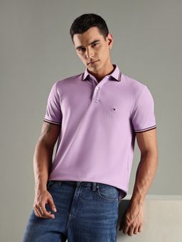 Tommy Hilfiger - Purple Solid Regular Fit Cotton Polo T-Shirt