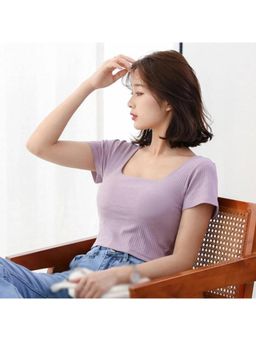 MISS MOSA BY AKANKSHA - Levo Purple Summer with Inbuilt Bra Crop Top