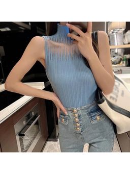 MISS MOSA BY AKANKSHA - Phoebe Blue Statement Summer Tank Top