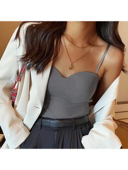 MISS MOSA BY AKANKSHA - Rome Grey with Inbuilt Bra Tank Top