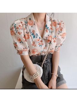 MISS MOSA BY AKANKSHA - Susan Orange Floral Crop Top
