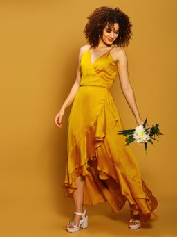 Sera - Women Yellow Fit and Flare Maxi Solid Casual Dress