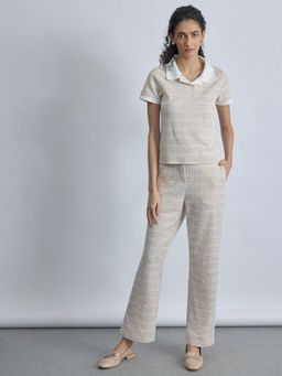 The Label Life - Beige Tweed Flared Pants