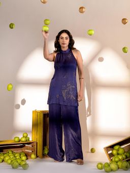 Amrood - Blue Hand Embroidery Tunic with Pant (Set of 2)