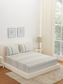 At Home by Nilkamal - Arias Striped CVC Satin Bedsheet with 2 Pillow Covers (Multicolor) (King)
