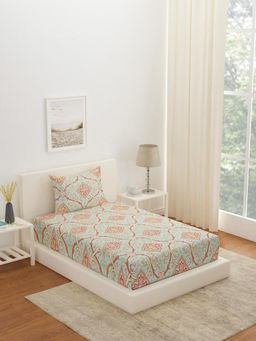 At Home by Nilkamal - Arias Abstract CVC Satin Bedsheet with 1 Pillow Cover (Multicolor) (Single)