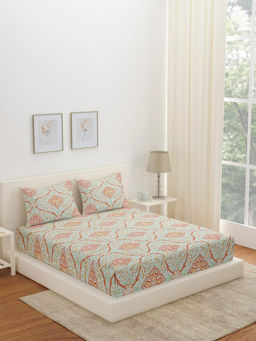 At Home by Nilkamal - Arias Abstract CVC Satin Bedsheet with 2 Pillow Covers (Multicolor) (King)