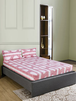 At Home by Nilkamal - Ammara Abstract Polyester Bedsheet with 2 Pillow Covers (Pink) (Queen)