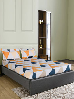 At Home by Nilkamal - Aurora Geometric Polyester Bedsheet with 2 Pillow Covers (Multicolor) (Queen)