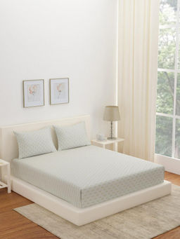 At Home by Nilkamal - Arias Abstract Cotton Bedsheet with 2 Pillow Covers (Beige) (King)