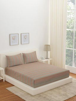 At Home by Nilkamal - Arias Abstract Cotton Bedsheet with 2 Pillow Covers (Pink) (King)