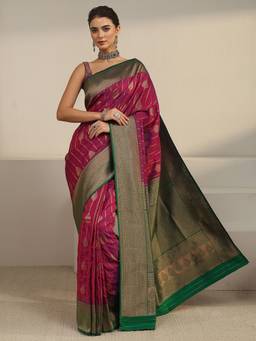 Libas - Purple Ethnic Motif Woven Design Saree With Blouse Piece