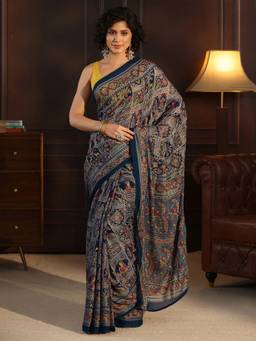 Libas - Blue Digital Printed Saree With Blouse Piece